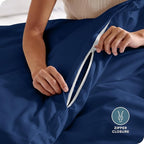 Bare Home Bedding Duvet Cover Oversized King Size - Premium 1800 Super Soft Collection - Lightweight, Duvet Cover - Soft Textured Bedding (Oversized King, Dark Blue)