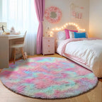 ONASAR Rainbow Round Rugs 6ft for Living Room Bedroom, Fluffy Circle Area Rug for Kids Girls Boys Teen, Soft Plush Shaggy Carpet for Nursery Dorm Classroom Playroom Home Decor Aesthetic
