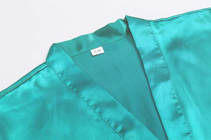 Women's Pure Color Satin Kimono Robe Short Bridesmaids Robe Dressing Gown