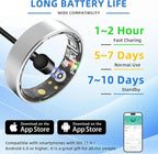 Smart Ring Health Tracking, Sleep Tracking, Heart Rate, Blood Oxygen, Blood Pressure，Fitness Ring, Activity Monitoring, 5 Days Battery, 5ATM Waterproof, No Subscription (Silver, 8#)