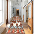 Western Cowhide Runner Rug,3x12ft,Rustic Tribal Aztec Runner Rug,Farmhouse Cow Print Decor Western Kitchen Rugs,Soft Non-Slip Faux Cowhide Hallway Carpet, for Office Entryway Bedroom Floor Mat