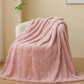 NEWCOSPLAY Super Soft Twin Blanket Pink Love Premium Silky Flannel Fleece 3D Heart Checkered Lightweight Bed Blanket All Season Use (Pink Love, Twin(60"x80"))