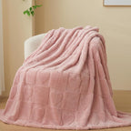 NEWCOSPLAY Super Soft Twin Blanket Pink Love Premium Silky Flannel Fleece 3D Heart Checkered Lightweight Bed Blanket All Season Use (Pink Love, Twin(60"x80"))
