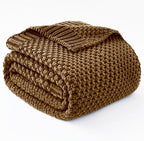 Topcee Knitted Weighted Blanket - 48"x72" 15lbs Cooling Chunky Knit Heavy Blanket for Adults Cable Yarn Knit Decorative No Beads Soft, Cozy and Cooling Weighted Throw Blankets Machine Washable