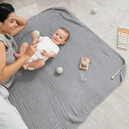 Comfy Cubs Muslin Baby Blanket - Soft, Lightweight, 6-Layer Cotton Swaddle Blankets for Newborns, Infants & Toddlers - 40" x 40" Large, Breathable & Versatile for Sleeping & Tummy Time - Heather Blue