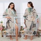 Kihnop Women's Floral Long Kimono Robe Long Satin Robe Long Silk Robe Ladies Kimonos Silky Bathrobe Cover Up, One Size