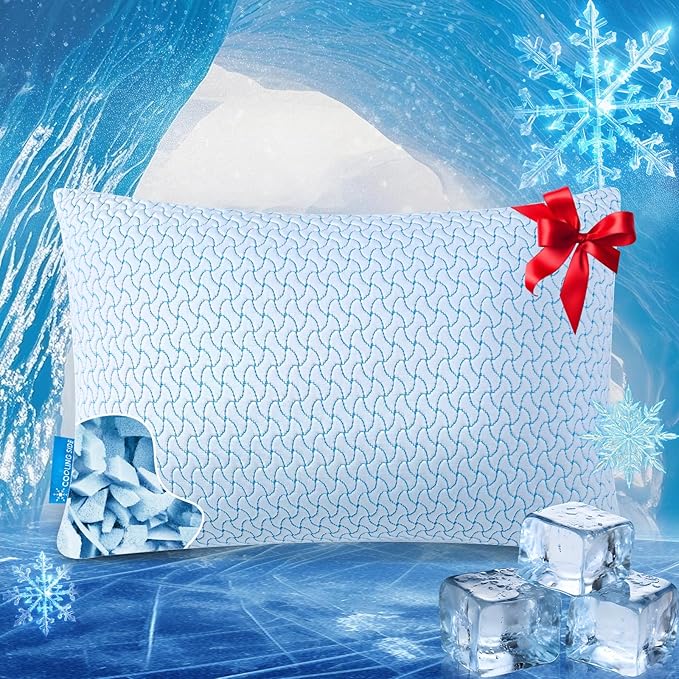 SUPA MODERN Shredded Memory Foam Pillows Queen Size Set of 1, Cooling Bed Pillow for Sleeping for Hot Sleepers, Adjustable Pilllows for Side Back and Stomach Sleepers, Neck & Shoulder Comfort Support