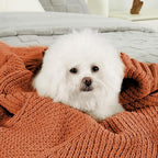 Amélie Home Knit Throw Blanket, Soft Chenille Cozy Breathable Chevron Chunky Decorative Blanket for Couch, Bed & Sofa, French-Inspired Lightweight Warm Gift for Women, Orange, 50"x60"