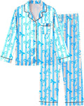 Girls Pajamas Silk PJS Set Satin Sleepwear Long Sleeve Jammies for Kids Button-Down Nightwear Loungewear 3-16 Years