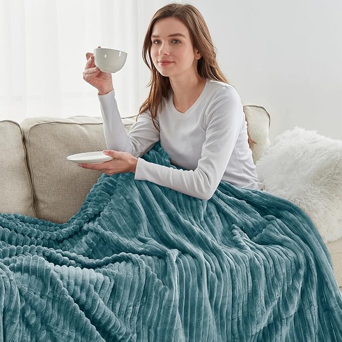 Nestl Stone Blue Microfiber Throw Blanket - Fuzzy, Lightweight, Cozy, 50x60 in, All Seasons, Machine Washable
