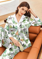 Ekouaer Silk Pajamas for Women Long Sleeve Satin Pajama Set Silky Pj Sets 2 Piece Button Down Loungewear Sleepwear