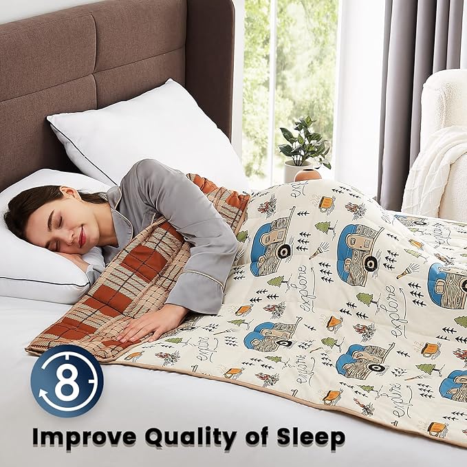 CuteKing Weighted Blanket for Adults (20lbs, 60"x80", Camping) Heavy Blanket for 180-190lbs, Weighted Blanket for Cooling & Heating with Premium Glass Beads, Thick Blanket for Adult All-Season