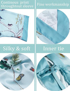 Aensso Long Soft Lightweight Silky Kimonos Robes for Women, Luxury Japanese Floral Womens Kimono Robe
