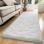 Macgace Fluffy Runner Rug, 2x6 White Washable Hallway Area Rugs for Bedroom Living Room Kitchen Laundry, Long Shag Rug with Non Slip Rubber Backing Fuzzy Entryway Carpet Modern Home Decor