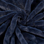 Striped Throw Blanket and Pillow Covers Set (No Inserts) for Couch and Bed, Plush Warm Lightweight Fuzzy Faux Fur Blanket for All Seasons (50" x 60", Dark Blue)