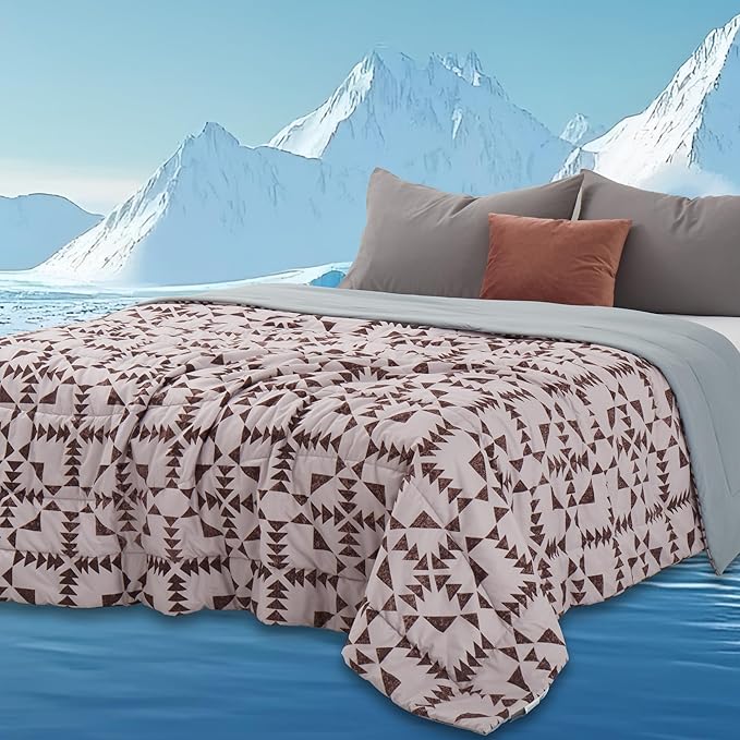 Cooling Comforter Twin Size, Cooling Blankets for Hot Sleepers, Breathable Lightweight Cold Blanket, Ultra Soft Thin Summer Bedding (Dusty Rose, Twin)