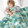 Kivik Dinosaur Weighted Blanket 3lbs, Cooling Breathable Small Blankets, Soft Heavy Throw for School Calming & Bed Sleep Gifts for 4 5 6 7 + Year Old, Machine Washable, 36''x 48'', 3 Pound, Green Dino