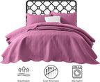 IR Imperial Rooms 8 Pack Quilt King Size Bedding (106" x 96") - Bulk Wholesale for Hotels, Guest Bedroom & Airbnbs - Lightweight Microfiber Reversible Embossed Quilts Bedspread (Purple)