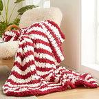 Amélie Home Chunky Knit Throw Blanket for Couch, Soft Chenille Handmade Crochet Throw Rope Knot Blanket for Couch, 50"x60",Red White Stripe