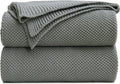 Longhui bedding Medium Grey 100% Cotton Cable Knit Lightweight Throw Blanket for Couch Sofa Bed Home Décor, Bonus Laundering Bag, Gray Color 50“ x 60” Machine Washable