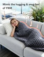 YnM Chunky Throw Blanket, Medium-Weight, Hand Knitted with Chenille Yarn, Skin Friendly, Ventilated and Breathable, Machine Washable, Home Décor Piece for Couch, Sofa and Bed (Lava Grey, 60x80 Inch)