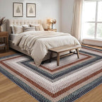 RUGSREAL 5x7 Bedroom Rug Braided Area Rug Machine Washable Living Room Area Rug Modern Braid Printed Throw Carpet for Dining Room Non Slip Entry Rug Farmhouse Carpet for Home Decor, Olive/Brown