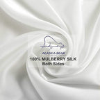 ALASKA BEAR Silk Pillowcase for Hair and Skin, Grade 6A 100% Mulberry Silk Pillow Cases Standard Size for Bliss Sleep with Random Color Scrunchy Gift Set Better Than Poly Satin, 1pc, Ivory White