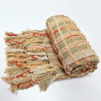 Multicolored Chenille Knitted Throw Soft Cozy Fluffy Reversible Boho Plaid Throw Blanket with Tassels for Couch Chair Bed Cover Living Room Bedroom Décor, 50" x 60", Burnt Orange