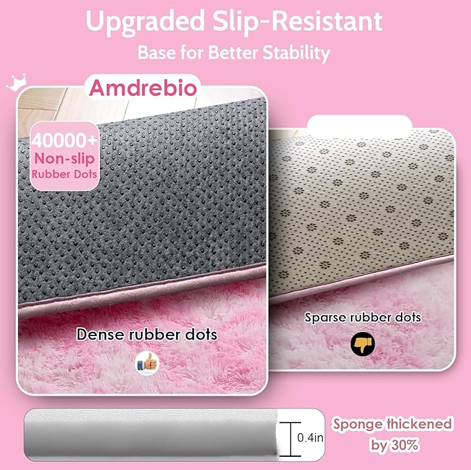 Amdrebio Tie-Dyed Pink and White Rug 5x8 for Girls Bedroom, Soft Area Rugs for Kids Room, Cute Fluffy Fuzzy Princess Rugs for Playroom Dorm, Furry Shaggy Carpet for Baby Nursery, Preppy Room Decor