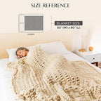 SAMIAH LUXE Chunky Knit Blanket Throw 50x60", Cream Chenille Chunky Knit Throw Blanket for Living Room Decor or Boho Decor, Thick Yarn Knitted Blankets for Couch or Bed, Cable Knitted Crochet Blankets