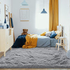 Jelymark Super Soft Shaggy Rug for Bedroom, 4x5.9 Feet Fluffy Carpet for Living Room, Fuzzy Indoor Plush Area Rug for Home Decor, Furry Floor Rugs for Dorm, Kids Nursery Rug for Girls, Grey