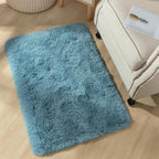 YJ.GWL Area Rugs for Bedroom, 2x3 Door Mat Washable Small Teal Bedside Rug,Fluffy Shaggy Entryway Rugs for Living Room, Shag Indoor Floor Carpet for Kids Boy and Girls, Home Decor Aesthetic
