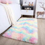 Noahas Fluffy Pink Rainbow Rugs for Bedroom Girls,Kids Rug for Room,Soft Small Carpet,Playroom Shag Nursery Dorm Rugs Living Room Decor, 2 x 3 Feet