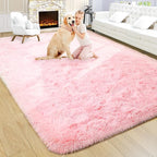 Noahas Fluffy 5x8 Hot Pink Rugs for Bedroom Girls,Shaggy Area Rugs for Living Room,Thick Shag Throw Floor Carpet,Soft Non-Slip Dorm Nursery Kids Rug Home Decor Aesthetic