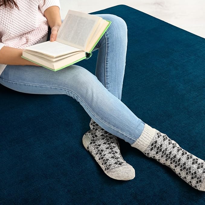 Andecor Shag Area Rug Fluffy Carpets, 5x7 Navy Blue Washable Living Room Bedroom Rugs, Soft Fuzzy Indoor Rugs for Dorm Boys Girls Kids Room Nursery Home Decorations