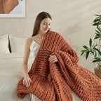 Soft Knitted Throw Blanket - 50x60 Inch Cozy & Lightweight All-Season Blanket, Wrinkle-Resistant Polyester for Couch, Bed, Sofa, Reading Nook (Orange)