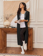 Ekouaer Women's Zipper Robe 3/4 Sleeves Housecoat Full Length Nightgown Soft Loungewear Robe with Pockets S-3XL