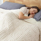 Sherpa Fleece Adult Weighted Blanket Great for Sleep, 20 lbs Dual Sided Soft Fuzzy Heavy Blankets for Couch Bed Sofa, Cozy Warm Arched Jacquard Throw for Winter (Cream White, 60" x 80", 20 Pounds)