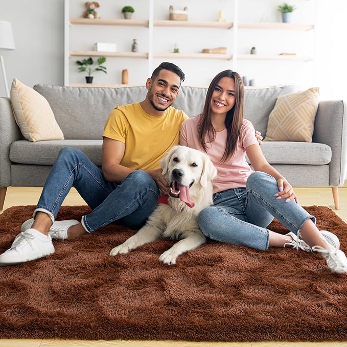 Noahas Extra Large 9x12 Area Rugs for Living Room,Fluffy Brown Bedroom Rug,Big Thick Plush Shag Non-Skid Soft Shaggy Throw Carpet