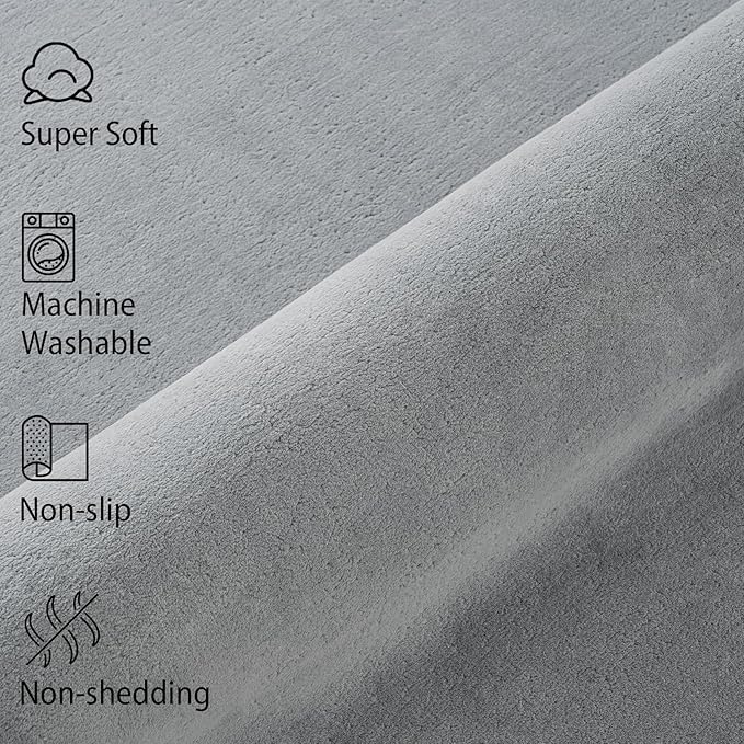 Softlife Area Rug for Bedroom Living Room, Solid Grey Non-Slip 6x9 Fluffy Carpet with Soft Low Pile for Kids Boys Girls, Machine Washable Fuzzy Aethetic Rugs Home Dorm Decor