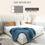 SAMIAH LUXE Chunky Knit Blanket Throw 50x70, Blue Chenille Chunky Knit Throw Blanket for Living Room Decor or Boho Decor, Thick Yarn Knitted Blankets for Couch or Bed, Cable Knitted Crochet Blankets