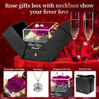 Preserved Purple Real Rose-Eternal Flowers Rose Birthday Gifts for Her Mom Wife Girlfriend Grandma on Valentines Mothers Day Christmas Anniversary Romantic with Heart I Love You Necklace-Purple