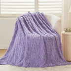 NEWCOSPLAY Super Soft Twin Blanket Lavender Love Premium Silky Flannel Fleece 3D Heart Checkered Lightweight Bed Blanket All Season Use (Lavender Love, Twin(60"x80"))
