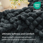 BEDELITE Charcoal Gray Throw Blanket Twin Size for Bed- Super Soft and Warm 3D Checkered Fluffy Fuzzy Fleece Blanket, Luxurious Plush Cozy Blanket for Room Decor for Spring and Summer, 60x80 inches