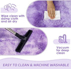 duduta Purple Plush Runner Rugs for Bedroom 2x6 ft, Tie Dye Fluffy Shag Rug for Dorm Nursery Bedside, Machine Washable Non Slip