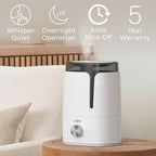 Pure Enrichment HUME Ultrasonic Cool Mist Humidifier - Easy-Clean 3.5L Tank Lasts up to 50 Hours; Whisper Quiet, & Auto Shut-Off for Large Living Rooms, Basements, Bedrooms, Nurseries, & Plants