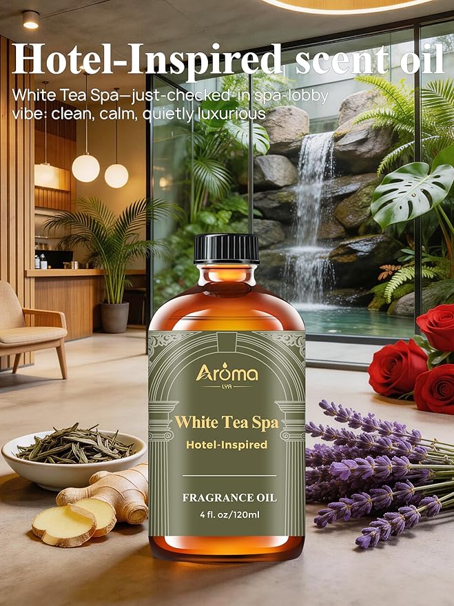 White Tea Spa — A Hotel-Inspired Diffuser Oil, Hotel Diffuser Oil for Diffuser for Home Fragrance Oil for Ultrasonic and Waterless Diffusers and Crafting