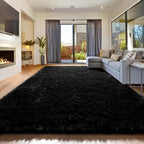 Amdrebio Black Fluffy Large Living Room Rugs,6x9 Rug,Furry Area Rug for Bedroom,Shag Rug for Kids Room,Plush Big Carpet for Living Room,Soft Shaggy Rug for Playroom,Modern Cool Rug for Men Boys