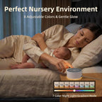 Kipcush White Noise Machine with Night Light – Nursery Sound Machine with Soft Non-Glare Lamp, 30 Soothing Sounds, 8 Color Lights, Up to 8-Hour Timer for Baby & Adults