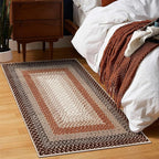 RUGSREAL Entryway Area Rug 2x3 Small Machine Washable Bedroom Rug Non Slip Bathroom Mat Stain Resistant Kitchen Rug Farmhouse Carpet Modern Rustic Area Rug for Living Room Dining Room, Brown/Rust